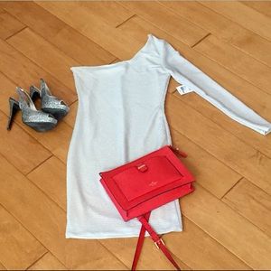 Charlotte Russe One Shoulder Bodycon Dress White